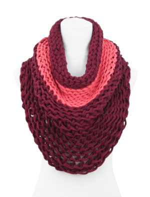 Red and Pink Knit Infinity Scarf