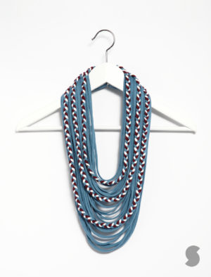 Blue Braided Scarf-Lace