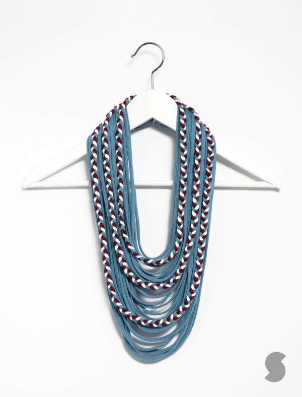Blue Braided Scarf-Lace
