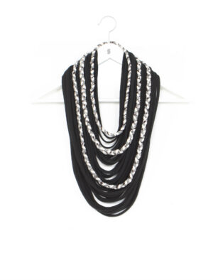 Winter Black Braided Scarf-Lace