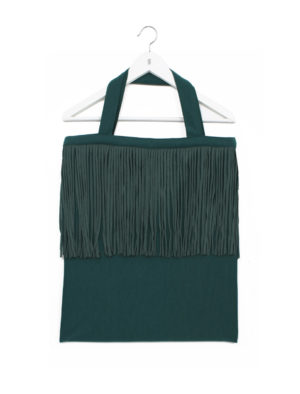 Color-blocked Tote Bag with Fringe