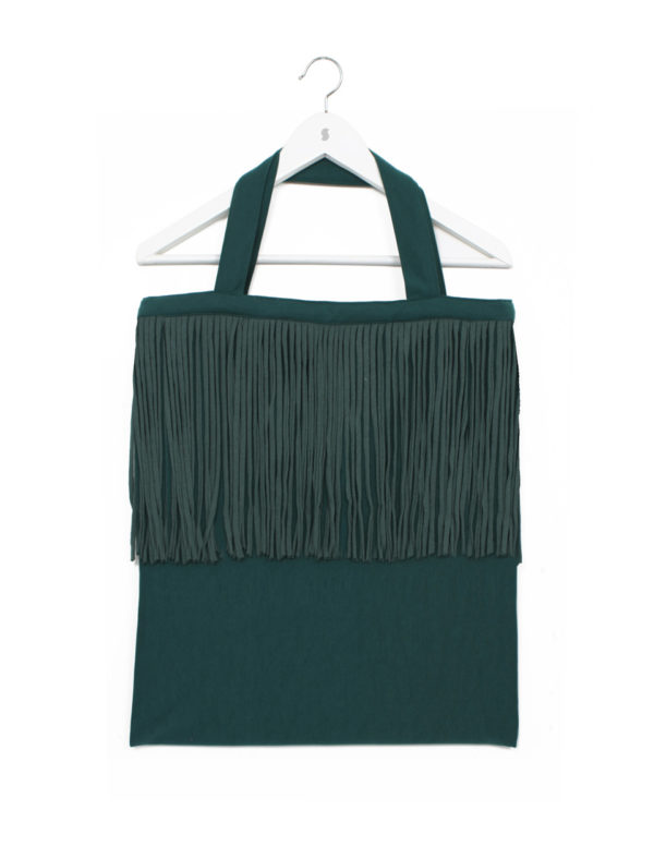 Color-blocked Tote Bag with Fringe