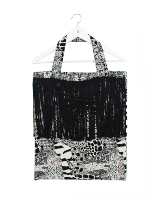 Animal Print Tote Bag with Fringe